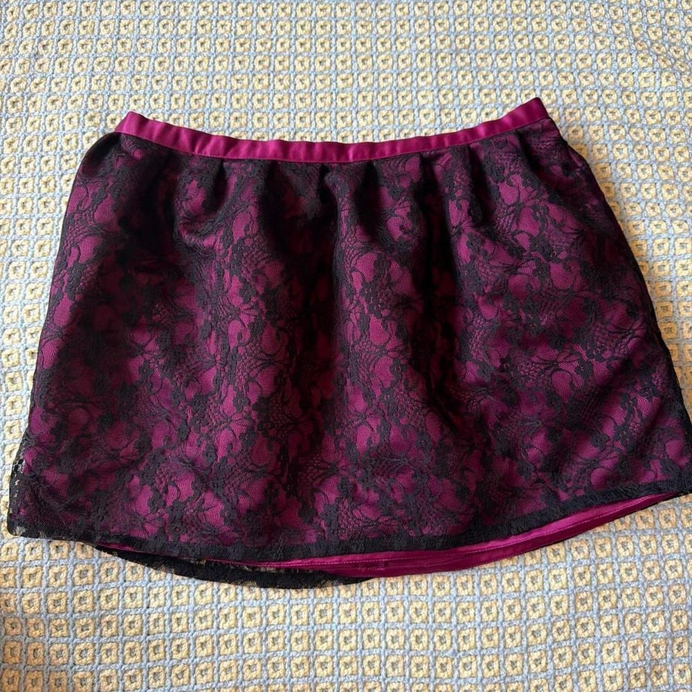 Heritage 1981 Purple Black Lace Bubble Mini Skirt Pockets Y2K Alt Goth Emo M